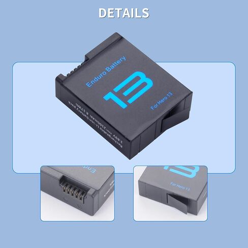 Battery Charger Bundle Kits for GoPro Hero 13 Black - 3 Pack Enduro Rechargeable Extra Batteries for Go Pro Hero13 GoPro13 Triple Charging Case Charger Station in Kuwait