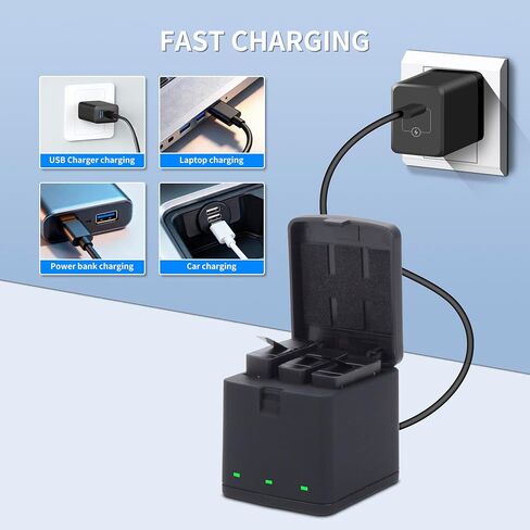 Battery Charger Bundle Kits for GoPro Hero 13 Black - 3 Pack Enduro Rechargeable Extra Batteries for Go Pro Hero13 GoPro13 Triple Charging Case Charger Station in Kuwait