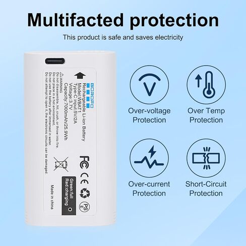 WBAT1 2-Pack Rechargeable Battery for WYZE Cam Pro 2K Camera Replacement Battery with Type-C Charging in Saudi Arabia