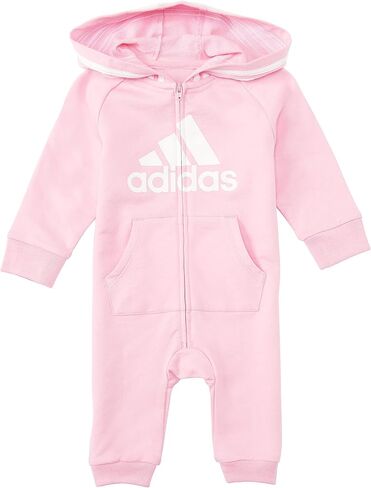 adidas Unisex Baby Long Sleeve Full-zip Hooded Onesie Jumpsuit Hoodie in Kuwait