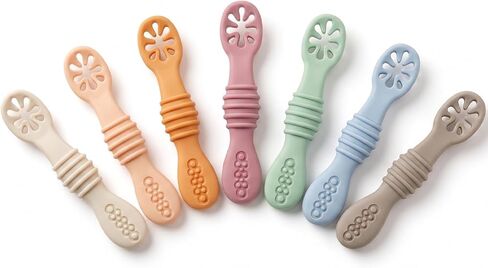 PandaEar Set of 3 Silicone Baby Bibs Waterproof & 7 Pack Baby Spoons in Kuwait