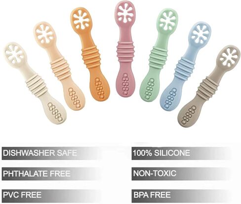 PandaEar Set of 3 Silicone Baby Bibs Waterproof & 7 Pack Baby Spoons in Kuwait