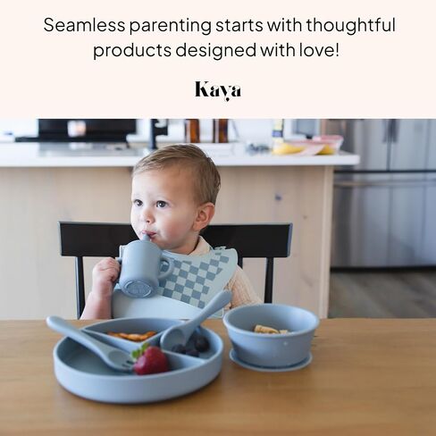 Kaya Silicone Baby Bib Pack of 2, BPA-Free Waterproof Food Catcher, Adjustable Neck, Dishwasher Safe, Babies and Toddlers in Kuwait
