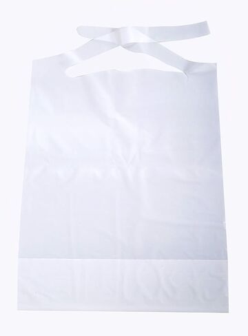 PrimeMed Disposable White Plastic Bibs for Kids (100 Pack) in Kuwait