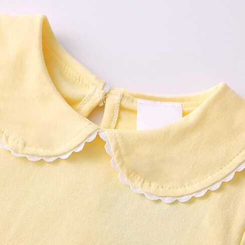 HAOLUKI Baby Girl Long Sleeve Blouses Solid Color Doll Collar T-Shirt Toddler Kids Cotton Top Bottom in Kuwait