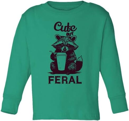 Cute But Feral Trash Panda Funny Racoon Inspired Toddler Long Sleeve T-Shirt in Kuwait