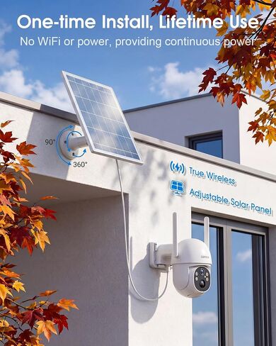 SANSCO 4G LTE Cellular Solar Security Camera Wireless Outdoor | Lifetime Free Unlimited Data, NO WiFi 2K Color Night Vision, PTZ 360 View, 2 Way Audio,Built-in SIM Card, 64G TF Card in Kuwait