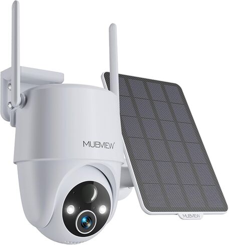MUBVIEW Solar Security Cameras Wireless Outdoor, 2K 360° PTZ Battery Powered Outdoor Camera, 2.4Ghz WiFi Home Security Camera, Color Night Vision, Motion Detection, 2-Way Audio, Local/Cloud Storage | Battery powered, color night vision, motion detection,  in Kuwait