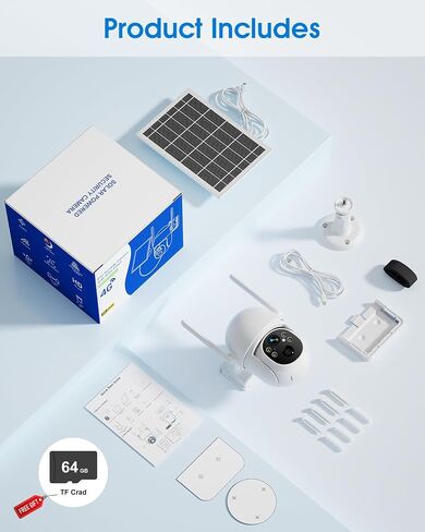 SANSCO 4G LTE Cellular Solar Security Camera Wireless Outdoor | Lifetime Free Unlimited Data, NO WiFi 2K Color Night Vision, PTZ 360 View, 2 Way Audio,Built-in SIM Card, 64G TF Card in Kuwait