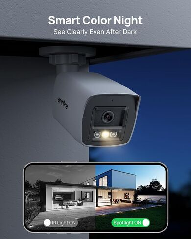 ANNKE 4K/8MP Bullet PoE Security Camera Outdoor, Smart Dual Light, White | AI Human/Vehicle Detection, Color Night Vision, Built-in Mic, Audio Recording, IP67, H.265+, Up to 512GB Storage, 4mm Lens, in Kuwait
