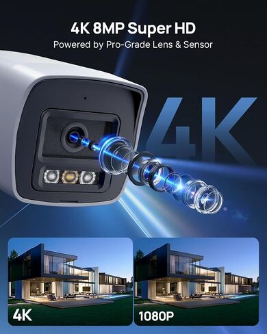 ANNKE 4K/8MP Bullet PoE Security Camera Outdoor, Smart Dual Light, White | AI Human/Vehicle Detection, Color Night Vision, Built-in Mic, Audio Recording, IP67, H.265+, Up to 512GB Storage, 4mm Lens, in Kuwait