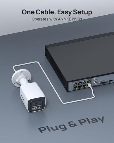 ANNKE 4K/8MP Bullet PoE Security Camera Outdoor, Smart Dual Light, White | AI Human/Vehicle Detection, Color Night Vision, Built-in Mic, Audio Recording, IP67, H.265+, Up to 512GB Storage, 4mm Lens, in Kuwait