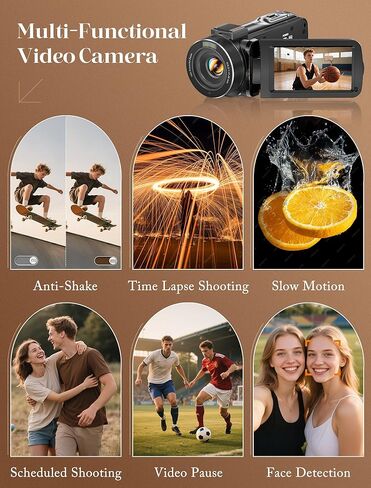 ZYDIIE 4K Video Camera Camcorder UHD 64MP Vlogging Camera for YouTube 18x Digital Zoom 3" 270° Rotation IPS Touchscreen Video Camcorder with Night Vision, Remote Control, 32GB Card, 2 Batteries in Kuwait