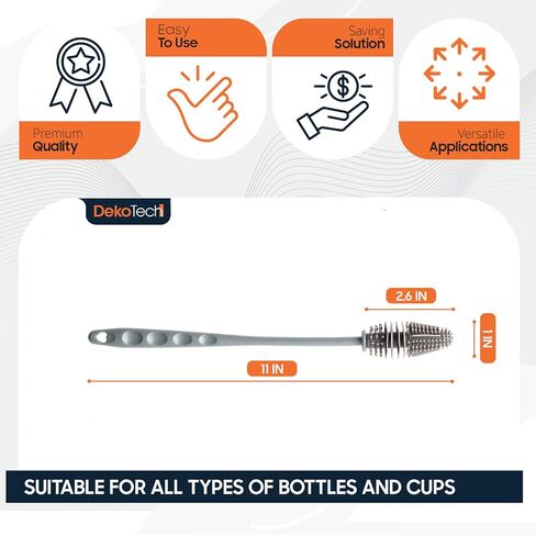 11-Inch Silicone Bottle Brush – Long-Handle Soft Bristle Cleaner for Effortless Deep Cleaning of Bottles, Glassware, Thermoses & Kitchen Containers in Kuwait