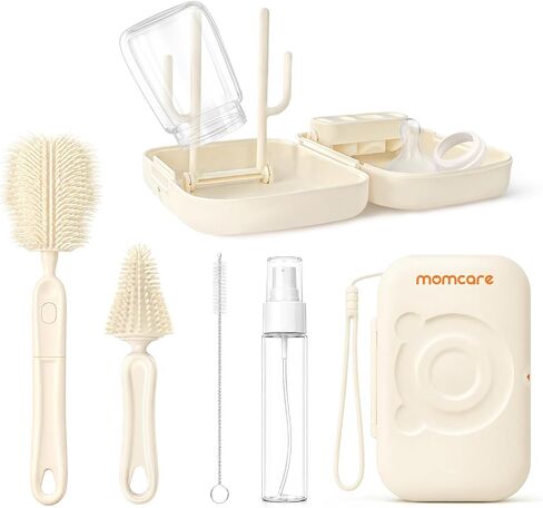 6 in 1 Silicone Cleaning Brush Set,Cleaner Kit with Silicone Nipple Straw Brush, Soap Dispenser, Drying Rack, Baby Bottle Travel Cleaning Kit in Kuwait