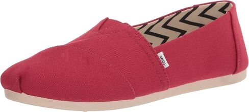 TOMS Womens Alpargata Recycled Cotton Canvas Loafer Flat, Red Recycled Cotton Canvas, 8.5 US in Kuwait