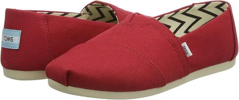 TOMS Womens Alpargata Recycled Cotton Canvas Loafer Flat, Red Recycled Cotton Canvas, 8.5 US in Kuwait