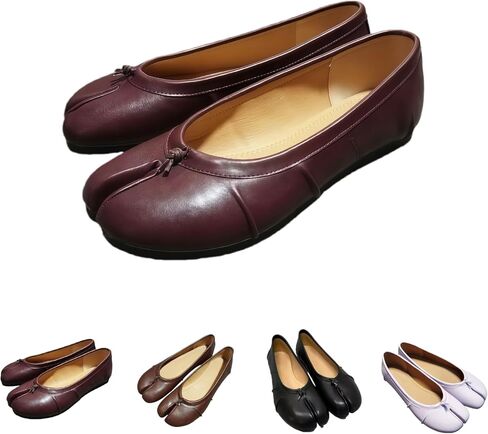 Women's Tabi Shoes - Genuine Leather Upper- Soft & Non - Slip Sole- Low - Heel with Pleated Details- Versatile for Daily Wear. in Kuwait