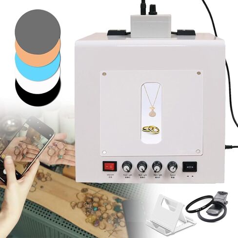 Portable Photo Studio Light Box & Soft with Automatic Turntable and Hanging Stand, Professional Dimmable Shooting Tent with 4 LED Lights +5 Color Plates,for Jewelry/Cosmetic/Crafts in Kuwait