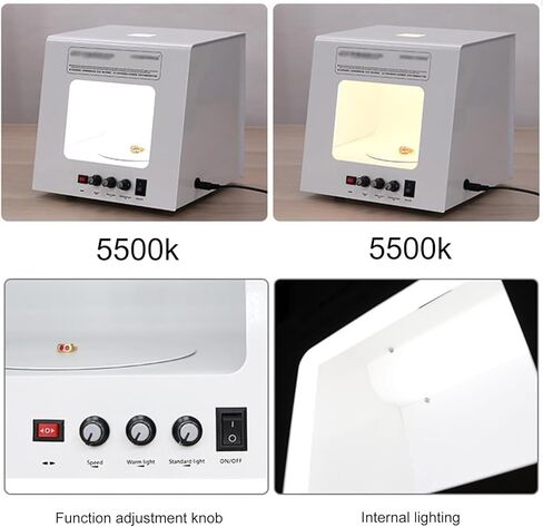 4 Light Panels Photography Box, 5 Color Backdrops, Photo Shooting Kit with Electric Rotating Platform in Kuwait