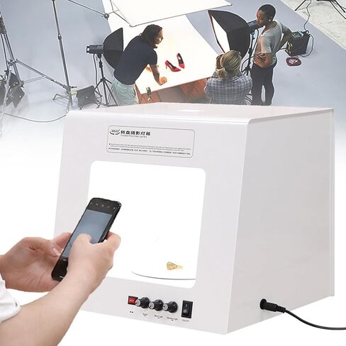 Photo Studio Light Box Kit, 11.8x10.2x10.2 Professional Shooting Tent with 360° Electric Rotating Platform, Product Photography for Jewelry, Miniature Models in Kuwait