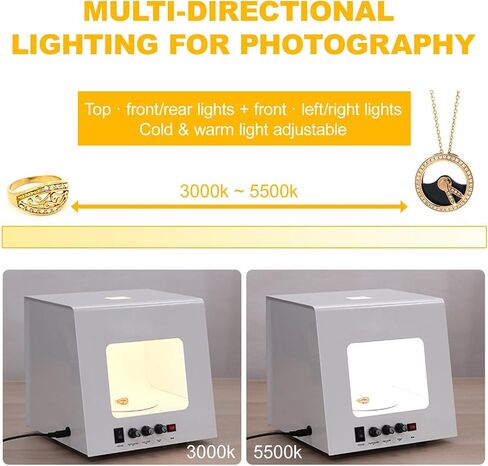 Professional Jewelry Photography Light Box Kit with 360° Electric Rotating Feature, 4pcs Fill Lights-Adjustable Brightness,Mini Photo Studio Softbox,Support Hanging or Placing in Kuwait