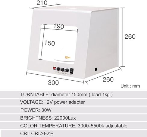 Professional Jewelry Photography Light Box Kit with 360° Electric Rotating Feature, 4pcs Fill Lights-Adjustable Brightness,Mini Photo Studio Softbox,Support Hanging or Placing in Kuwait