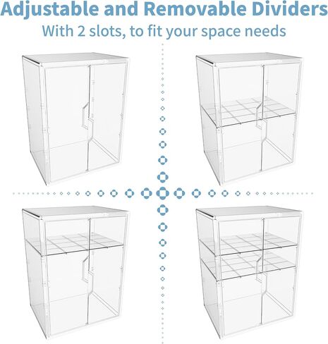 Baby Bottle Organizer, 3 Tiers Adjustable Bottle Storage Container for Countertop, Acrylic Bottle Station with 2 Removable Dividers and Double Magnetic Doors, Suitable for Kitchen Bathroom Vanity in Kuwait