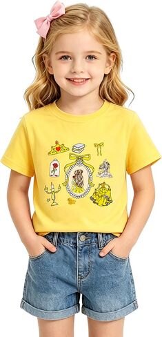 CM C&M WODRO Toddler Girls Magical Shirt Princess Magic Kingdom Shirts Cute Bow Graphic T-Shirt Kids Vacation Summer Tee Top in Kuwait