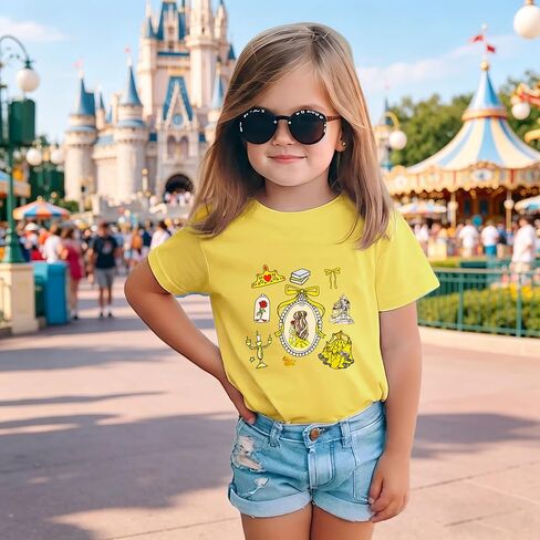 CM C&M WODRO Toddler Girls Magical Shirt Princess Magic Kingdom Shirts Cute Bow Graphic T-Shirt Kids Vacation Summer Tee Top in Kuwait