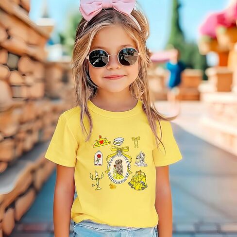CM C&M WODRO Toddler Girls Magical Shirt Princess Magic Kingdom Shirts Cute Bow Graphic T-Shirt Kids Vacation Summer Tee Top in Kuwait