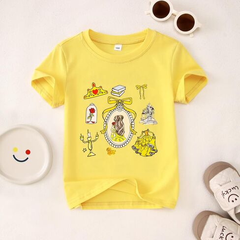 CM C&M WODRO Toddler Girls Magical Shirt Princess Magic Kingdom Shirts Cute Bow Graphic T-Shirt Kids Vacation Summer Tee Top in Kuwait