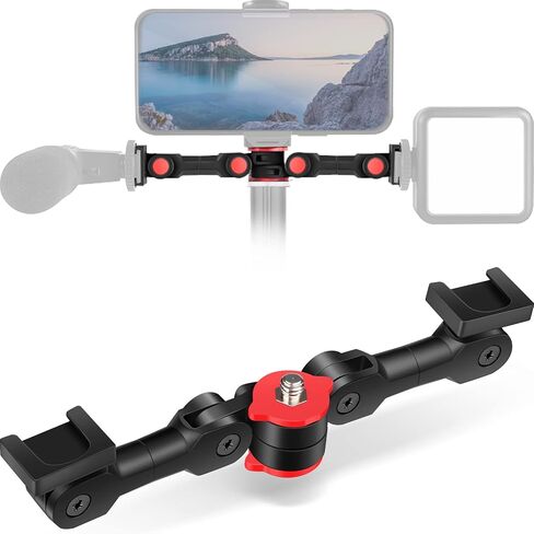 ChromLives Dual Cold Shoe Mount Universal Cold Shoe Adapter with 1/4" Thread Holes Rotatable Camera Shoe Extension Bracket for Microphone,Led Light in Kuwait