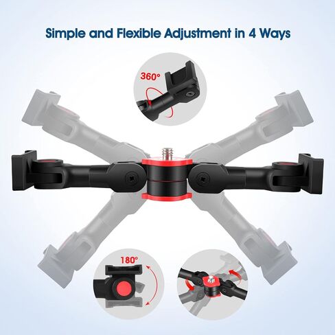 ChromLives Dual Cold Shoe Mount Universal Cold Shoe Adapter with 1/4" Thread Holes Rotatable Camera Shoe Extension Bracket for Microphone,Led Light in Kuwait