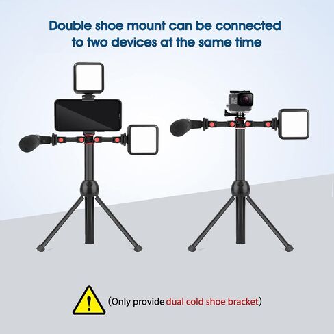 ChromLives Dual Cold Shoe Mount Universal Cold Shoe Adapter with 1/4" Thread Holes Rotatable Camera Shoe Extension Bracket for Microphone,Led Light in Kuwait