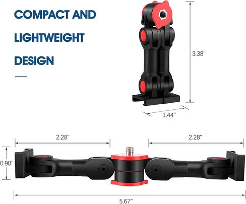 ChromLives Dual Cold Shoe Mount Universal Cold Shoe Adapter with 1/4" Thread Holes Rotatable Camera Shoe Extension Bracket for Microphone,Led Light in Kuwait