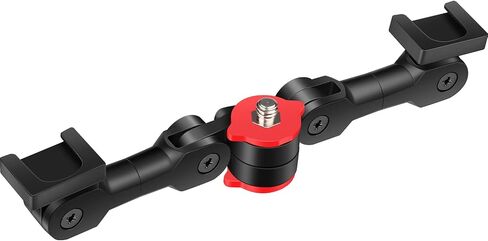 ChromLives Dual Cold Shoe Mount Universal Cold Shoe Adapter with 1/4" Thread Holes Rotatable Camera Shoe Extension Bracket for Microphone,Led Light in Kuwait