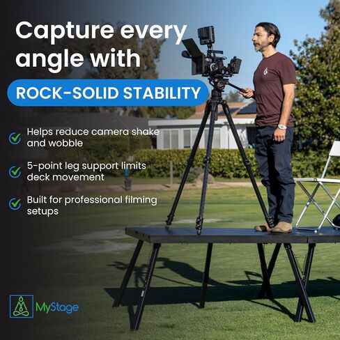 4'x4' Camera Riser w/Biggie Legs 26-36" & Gear Bag | Anti-vibration video riser, aluminum, 3400 lb cap. Adjustable Biggie legs for uneven terrain. Padded gear bag included. in Kuwait