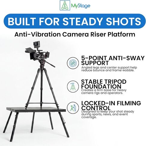 4'x4' Camera Riser w/Biggie Legs 26-36" & Gear Bag | Anti-vibration video riser, aluminum, 3400 lb cap. Adjustable Biggie legs for uneven terrain. Padded gear bag included. in Kuwait