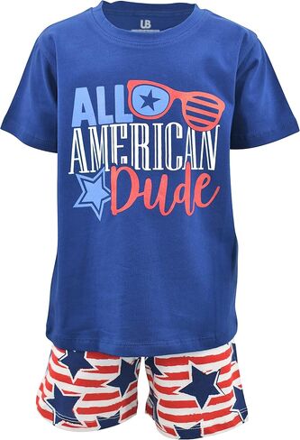 Boys 2pc Shorts Set Outfit Short Sleeve Shirt with Bold Applique Print and Shorts in Saudi Arabia