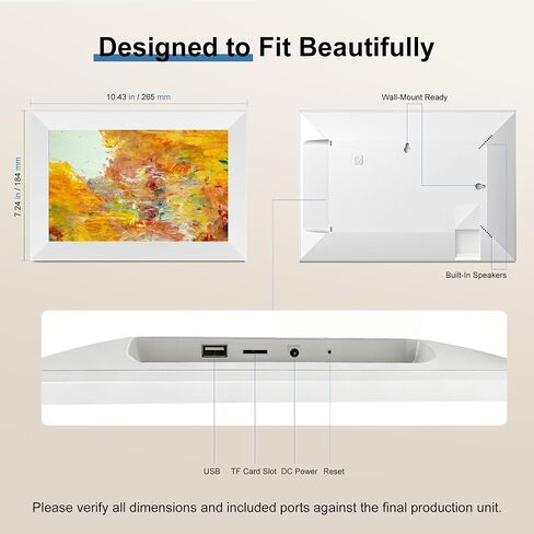 Digital Picture Frame, WiFi 10.1" HD IPS Touch Digital Photo Frame | WiFi Sharing via App, Auto Rotate,16GB Memory,Gift For Famlily in Kuwait