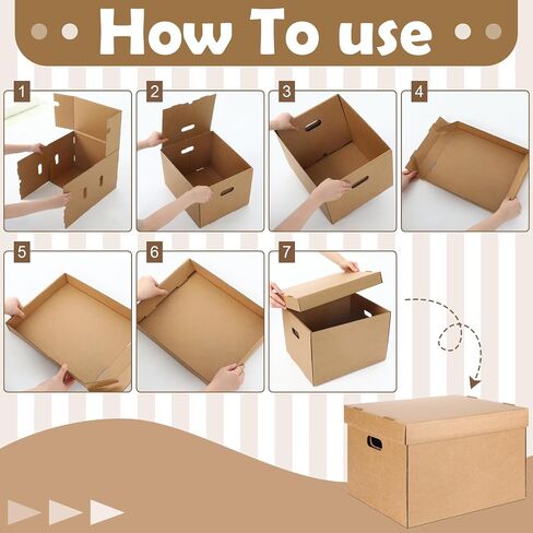 10 Pcs 15 x 12 x 10 Inch Archival Storage Cartons Bulk, Acid Free Buffered Corrugated Board Ready-To-Assemble Photo Storage Box for Storing Documents Magazines Photos Cards(Kraft) in Kuwait