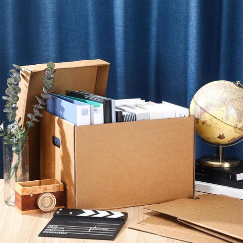 10 Pcs 15 x 12 x 10 Inch Archival Storage Cartons Bulk, Acid Free Buffered Corrugated Board Ready-To-Assemble Photo Storage Box for Storing Documents Magazines Photos Cards(Kraft) in Kuwait