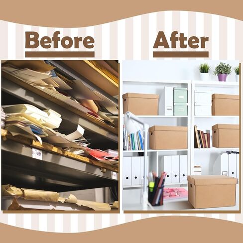 10 Pcs 15 x 12 x 10 Inch Archival Storage Cartons Bulk, Acid Free Buffered Corrugated Board Ready-To-Assemble Photo Storage Box for Storing Documents Magazines Photos Cards(Kraft) in Kuwait