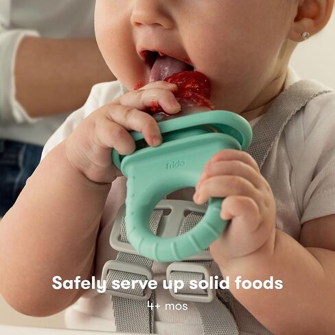 Frida Baby Push Pop Silicone Feeder, Baby Fruit Food Feeder to Safely Introduce New Foods, Fresh + Frozen, Breastmilk Popsicles, BPA Free, Dishwasher Safe | 3 Count, Teal in Kuwait