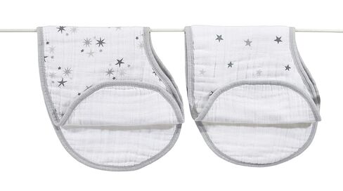 aden + anais Burpy Bib, 100% Cotton Muslin, Soft Absorbent 4 Layers, Multi-Use Burp Cloth and Bib, 22.5" X 11", 2 Pack, Twinkle - Stars in Kuwait