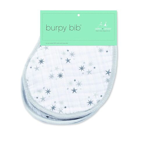 aden + anais Burpy Bib, 100% Cotton Muslin, Soft Absorbent 4 Layers, Multi-Use Burp Cloth and Bib, 22.5" X 11", 2 Pack, Twinkle - Stars in Kuwait
