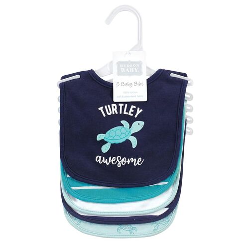 Hudson Baby Unisex Baby Cotton Bibs, Sea Turtle, One Size in Kuwait
