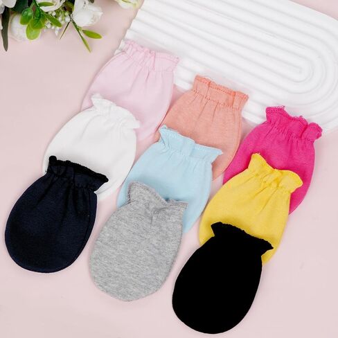 9 Pairs Baby Mittens No Scratch Newborn Infant Toddler Mittens Cotton Soft Glove Mitten for 0-6 Months Baby Boys Girls in Kuwait