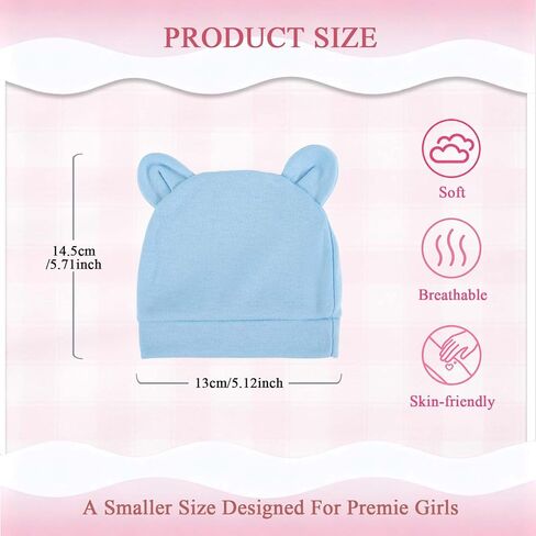 8 Pack Newborn Baby Bear Ears Hats and Mittens Sets Preemie Hats Baby Beanie Gloves Baby Boy Girl Infant Hospital Beanie Multicolor in Kuwait